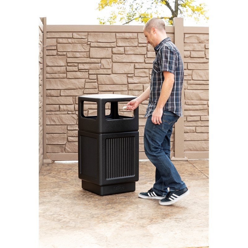 Safco Canmeleon Series Outdoor/Indoor Side Opening 38-Gallon Black Trash Can
