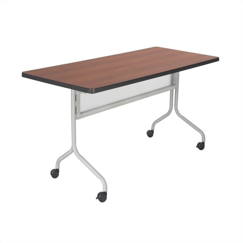 Safco Impromptu Mobile Training Table Rectangle Top 48x24 in Cherry