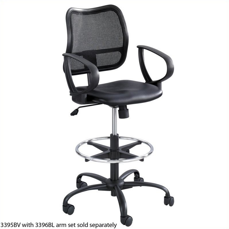 Safco Vue Extended-Height Vinyl Drafting Chair in Black