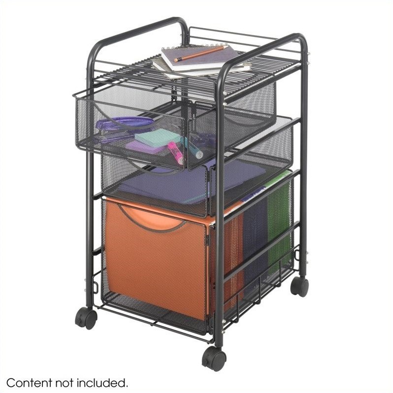 Safco Onyx Mesh File Cart with 1 File Drawer and 2 Small Drawers