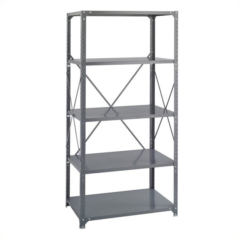 Safco 36 x 24 Commercial 5 Shelf Kit in Dark Grey Finish