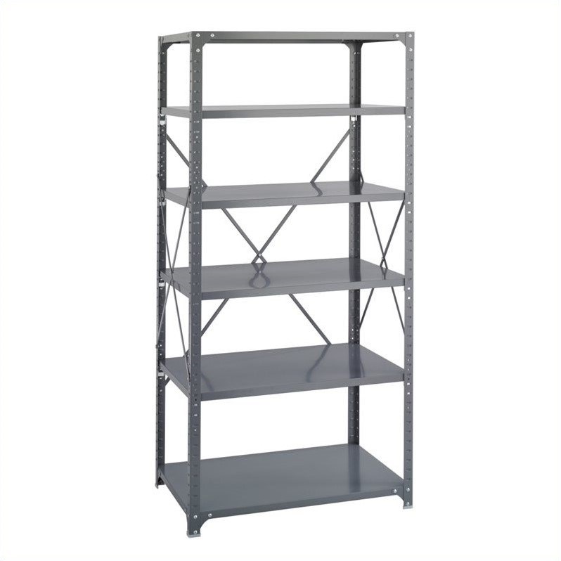 Safco 36 x 24 Commercial 6 Shelf Kit in Dark Grey Finish