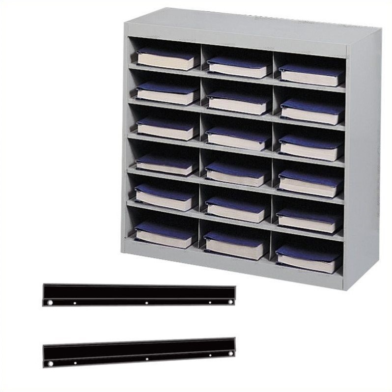 Safco E-Z Stor Steel Organizer 18 Compartments with Mount in Gray