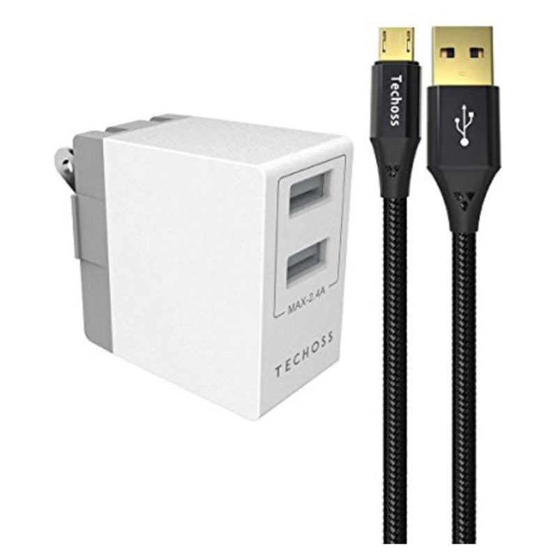 Offex Contemporary Plastic USB Wall Charger in White and Black