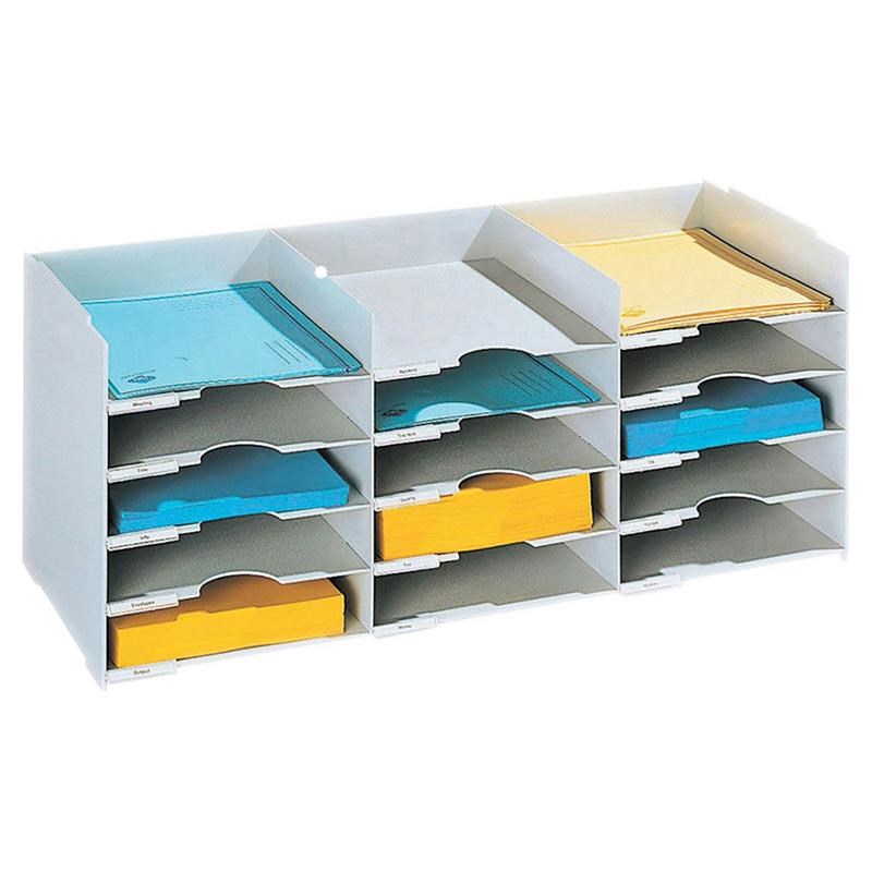 Paperflow Wide Stackable Plastic Horizontal Desktop Organizer in Gray