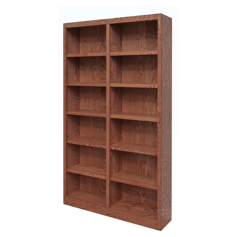 12 Shelf Double Wide Wood Bookcase, Extra Wide Bookcase Shelves