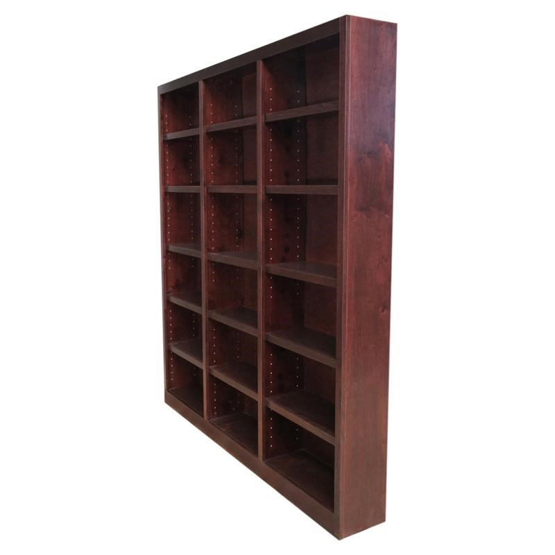 Traditional 84" Tall 18-Shelf Triple Wide Wood Bookcase In Cherry ...