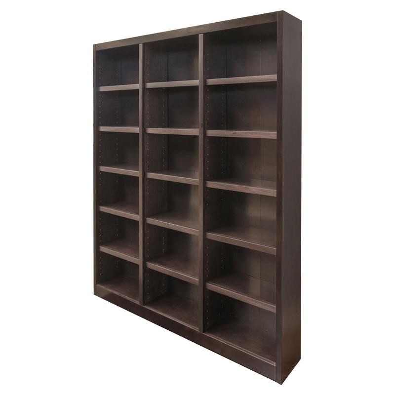 Triple Wide Wood Bookcase In Espresso, 18 Inch Wide White Bookcase With Doors