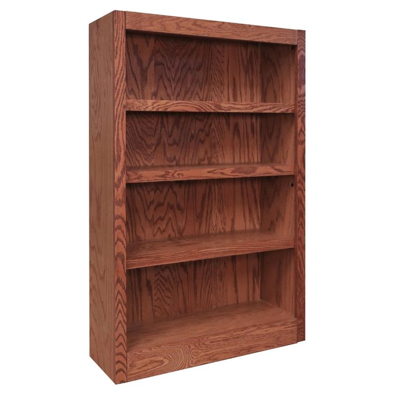 Traditional 48" Tall 4Shelf Wood Bookcase in Dry Oak Homesquare