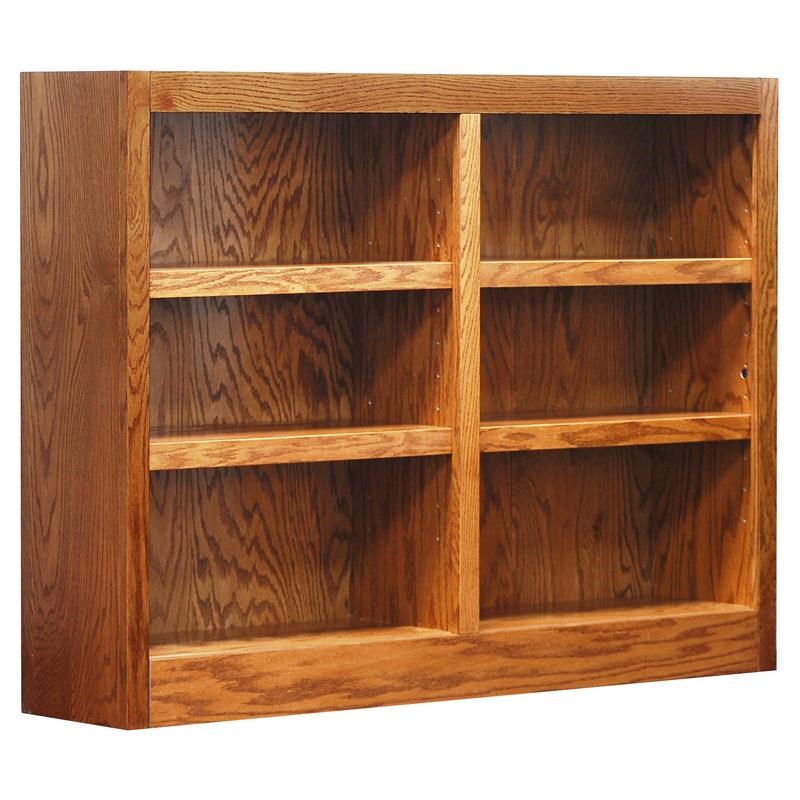 6 Shelf Double Wide Wood Bookcase, 48 Wide X 36 Tall Bookcase