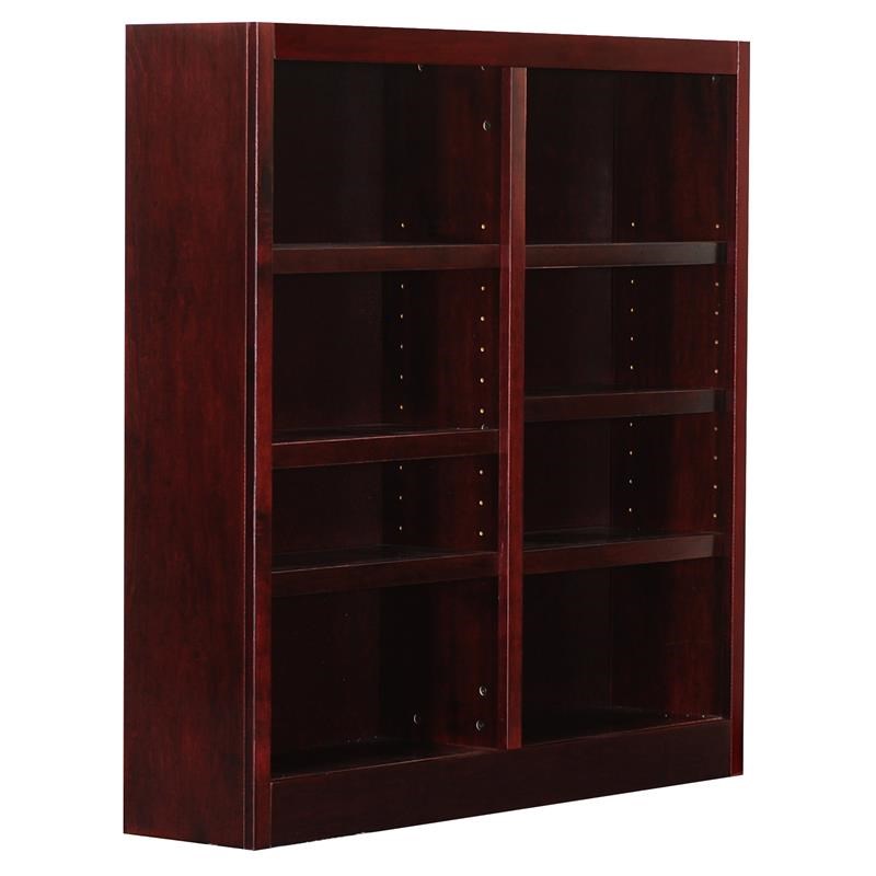 Shelf Double Wide Wood Bookcase, 48 Inch Bookcase Cabinet