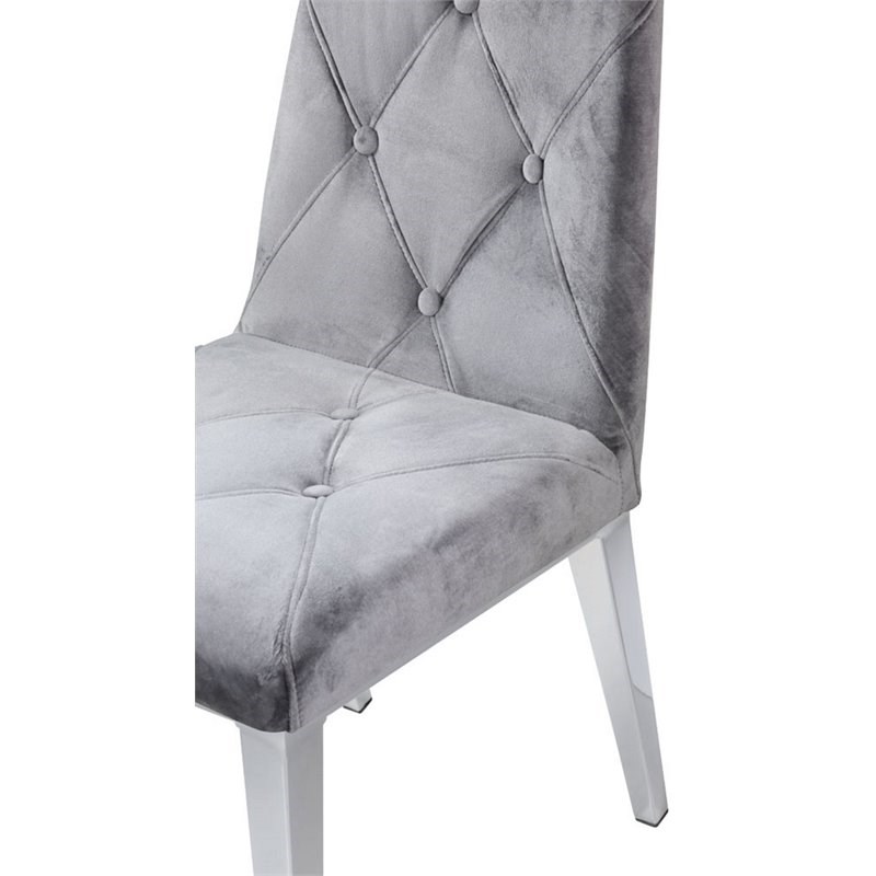 Uptown Club Tufted Upholstered Dining Chairs in Gray Velvet - Set of 2