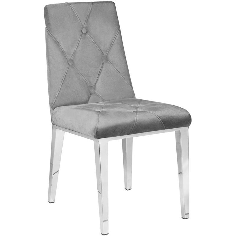 Uptown Club Tufted Upholstered Dining Chairs in Gray Velvet - Set of 2