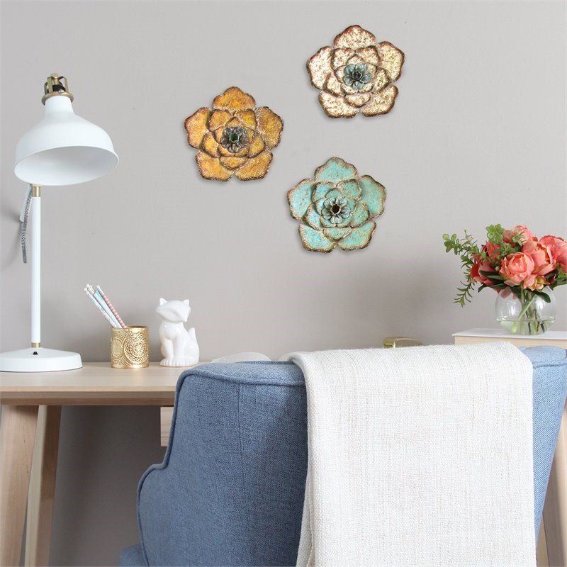 Stratton Home Decor 3 Piece Rustic Flower Wall Decor Set Homesquare