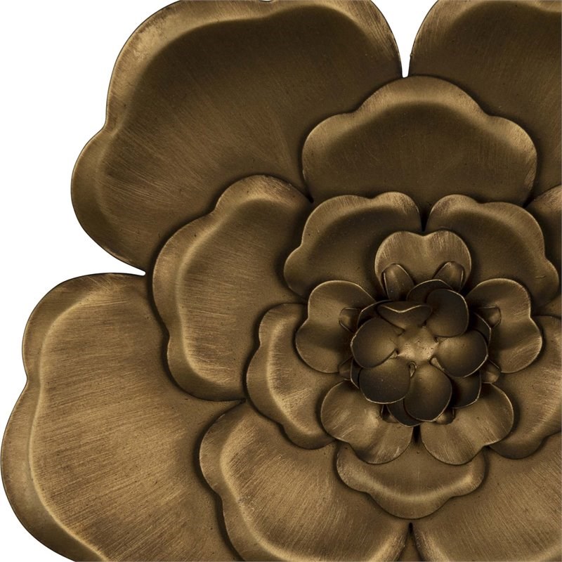 Stratton Home Decor Metal Flower Wall Decor In Gold Set Of 3 S36874