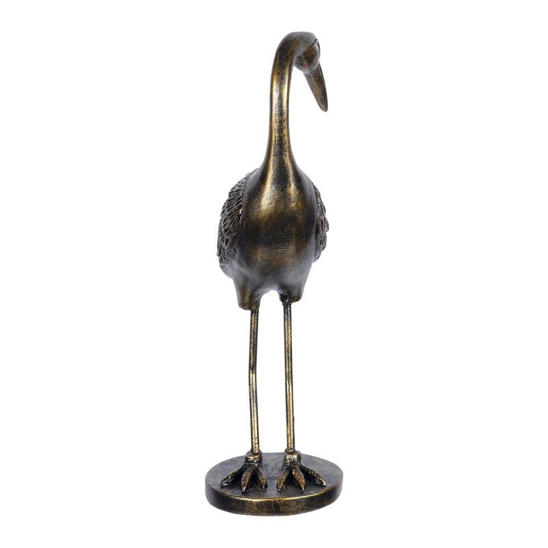Stratton Home Decor Heron Bird II Taper Traditional Resin Candle Holder in Gold