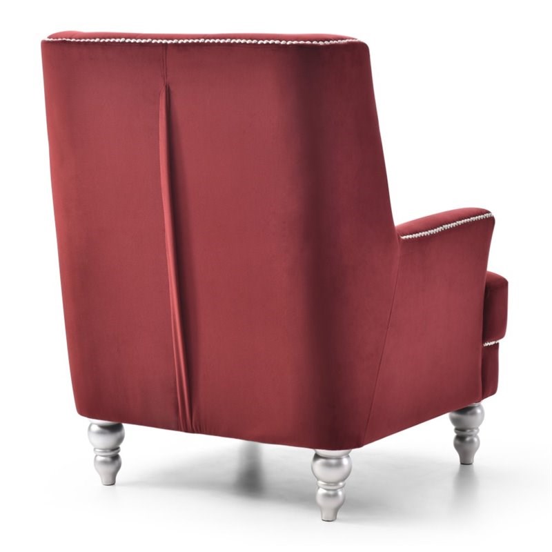 Glory Furniture Pamona Velvet Chair in Burgundy