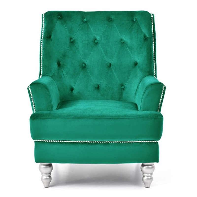 Glory Furniture Pamona Velvet Chair in Green
