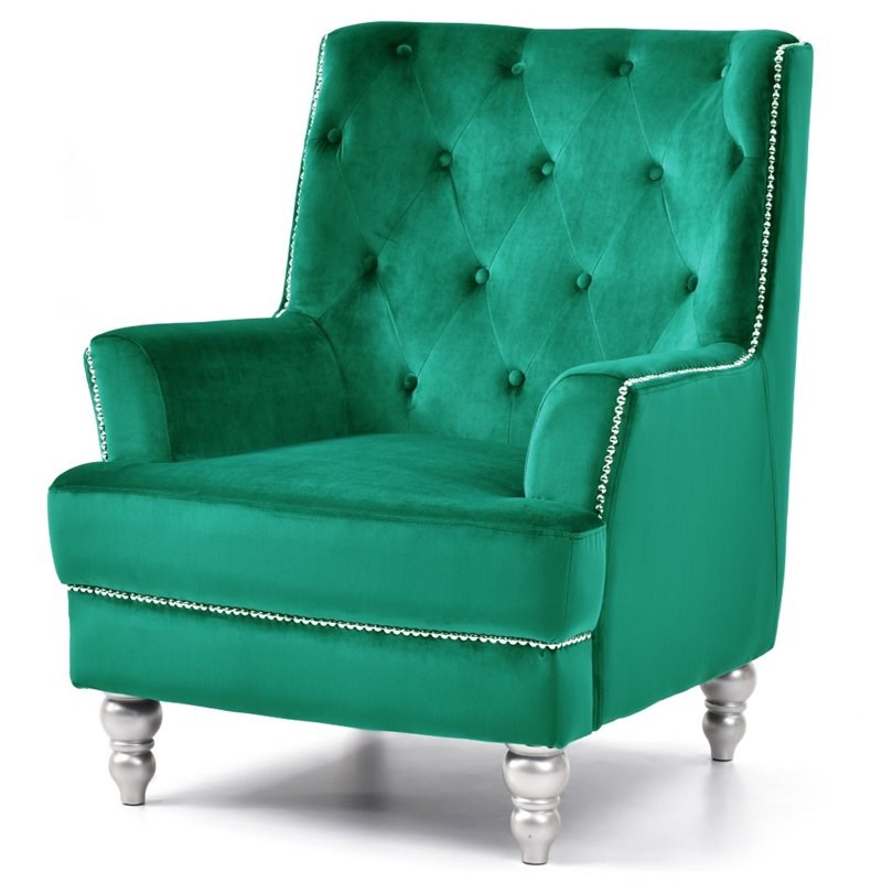 Glory Furniture Pamona Velvet Chair in Green