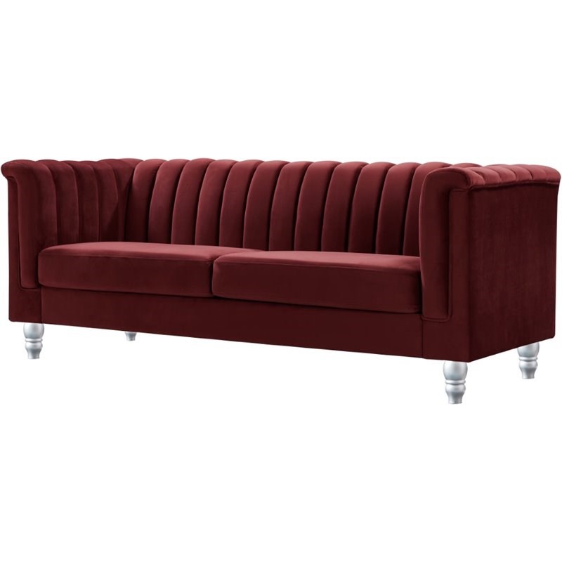 glory furniture sunset velvet sofa in burgundy - g0559a-s