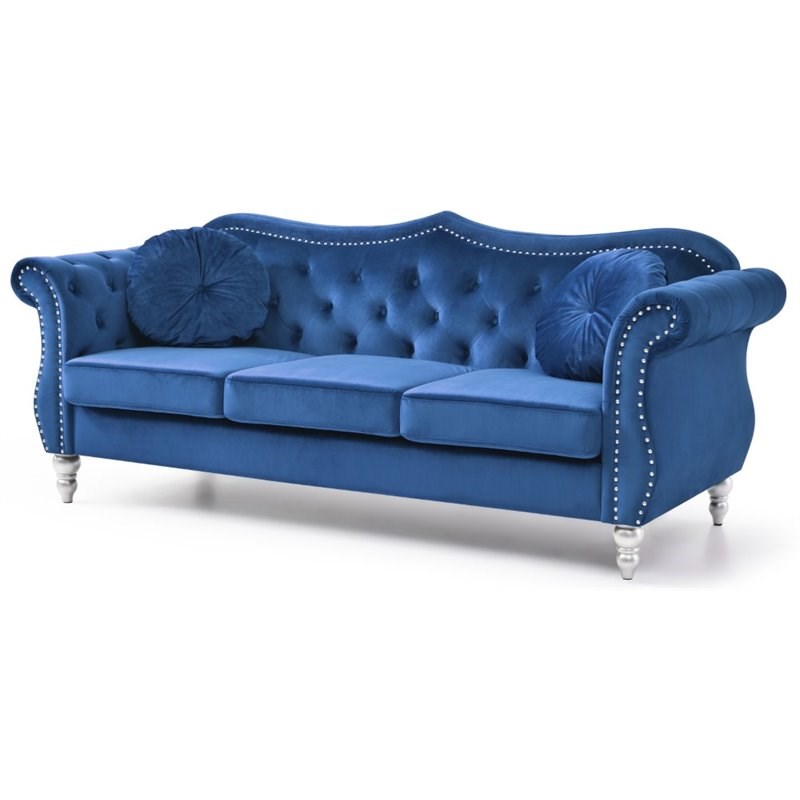 Glory Furniture Hollywood Velvet Sofa in Navy Blue Homesquare