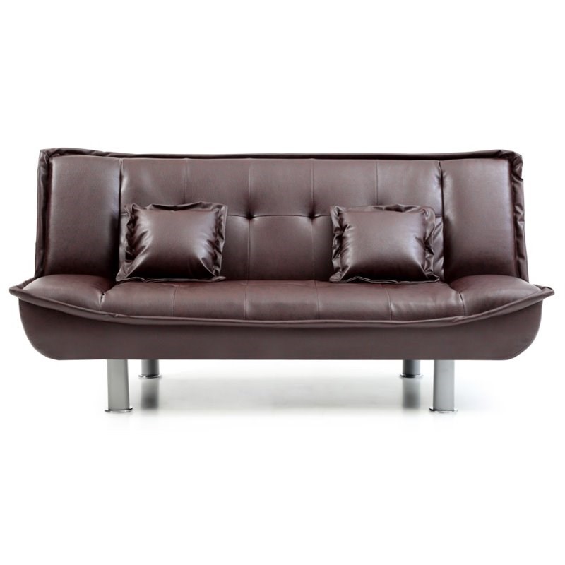 Glory Furniture Lionel Faux Leather Sleeper Sofa in Burgundy
