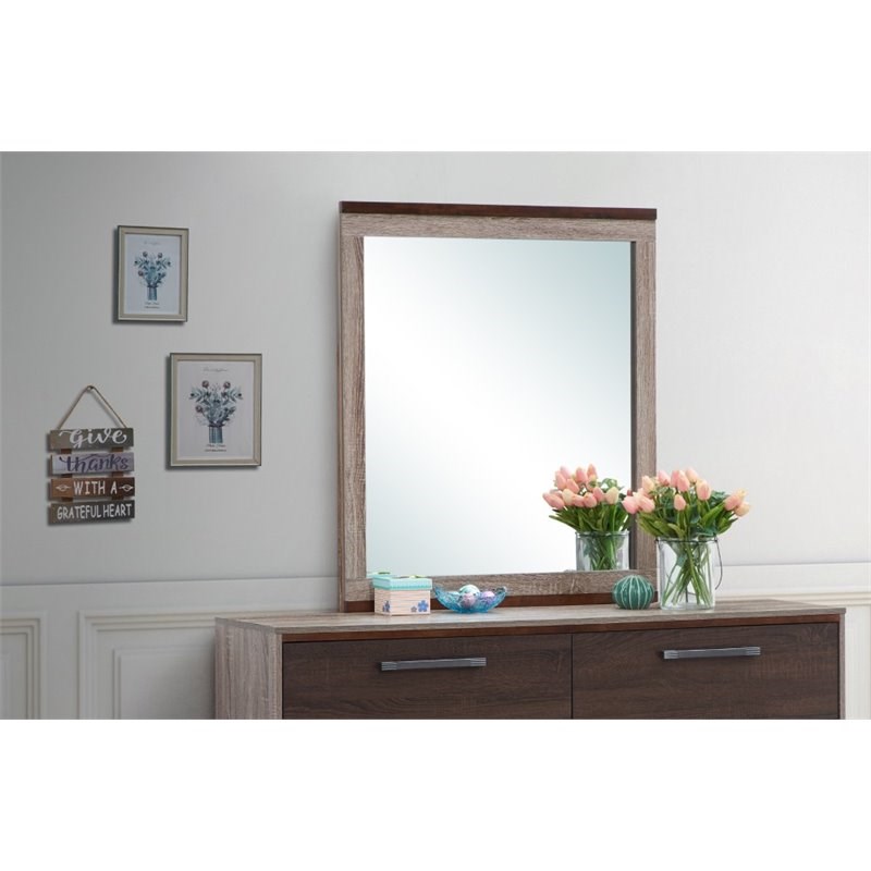 Glory Furniture Magnolia Mirror in Gray and Brown