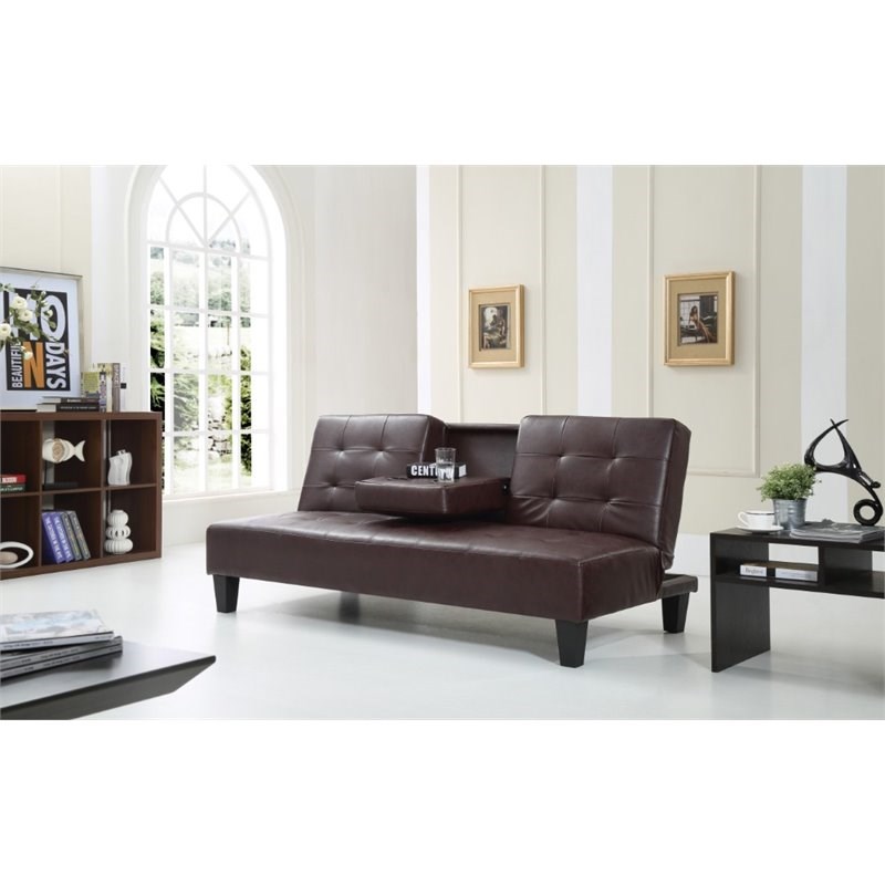 Glory Furniture Richie Faux Leather Sleeper Sofa in Burgundy