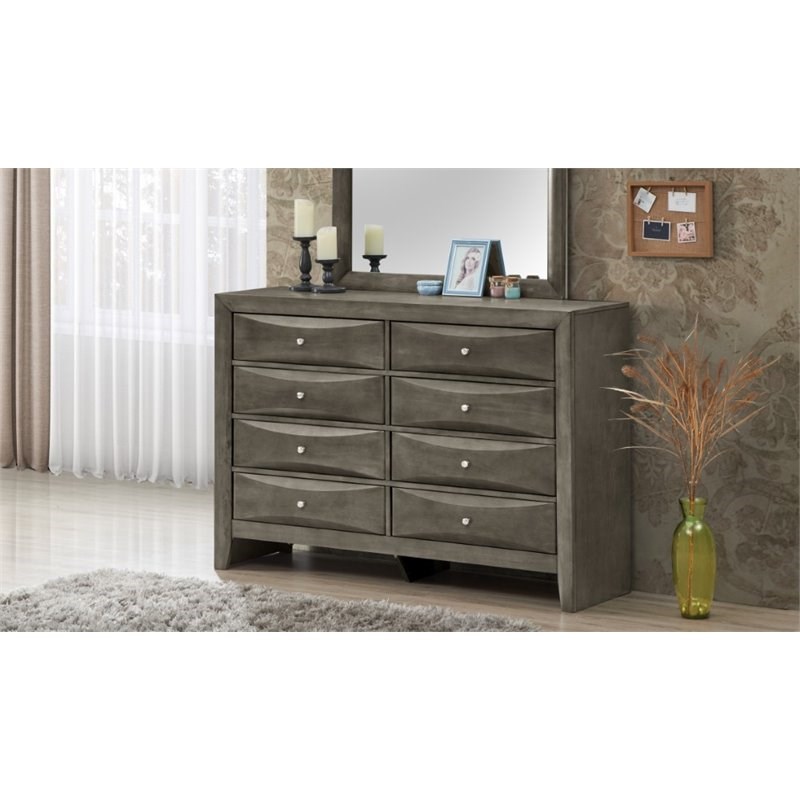 Glory Furniture Marilla 8 Drawer Dresser in Gray