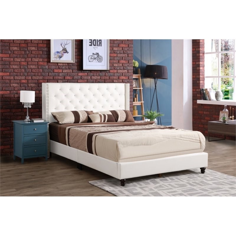 Glory Furniture Julie Faux Leather, Leather Upholstered Queen Bed