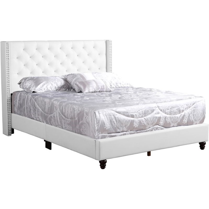 Glory Furniture Julie Faux Leather, White Tufted Queen Bed