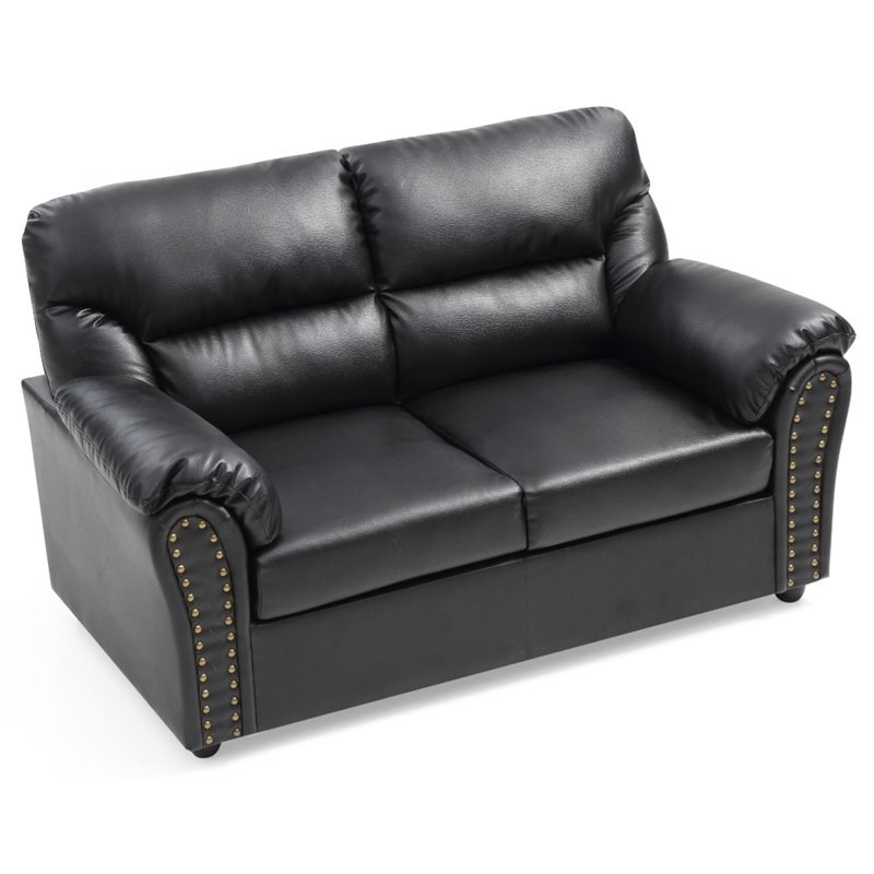 Glory Furniture Olney Faux Leather Loveseat in Black Homesquare