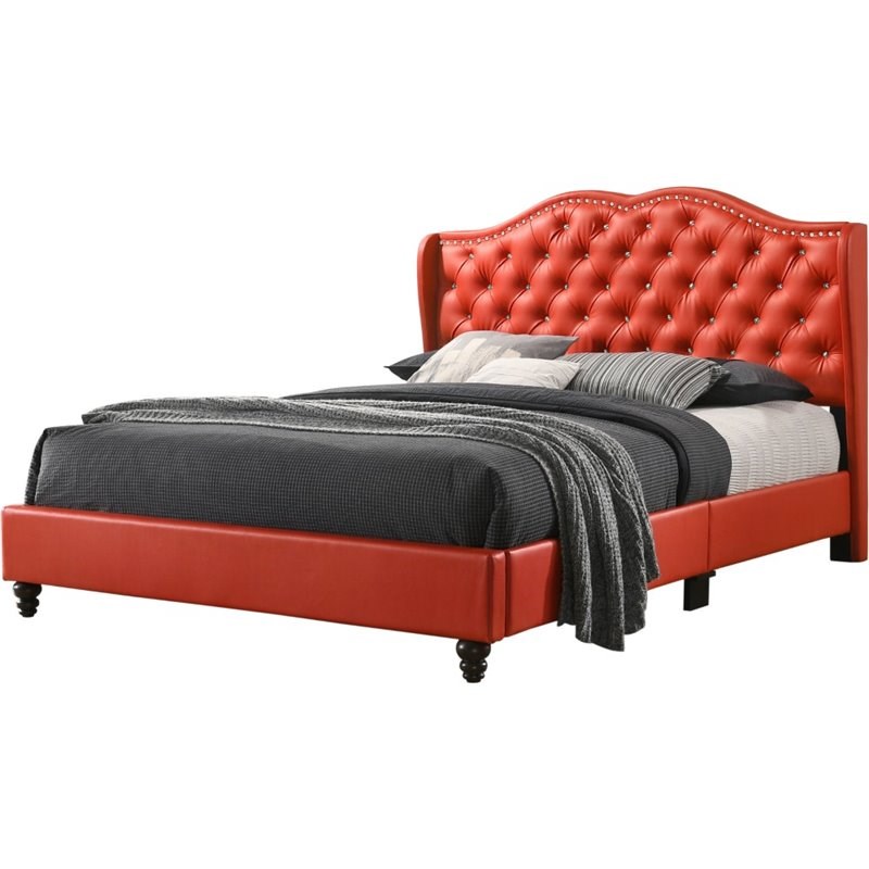 Glory Furniture Joy Faux Leather Upholstered Full Bed In Red G1929 Fb Up