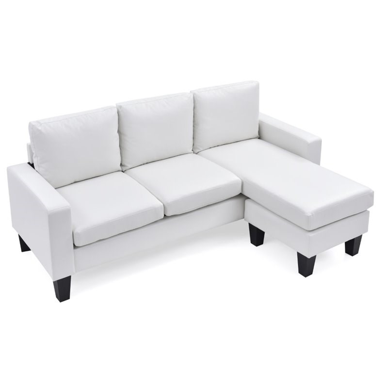Glory Furniture Jenna Faux Leather Sofa Chaise in White Homesquare