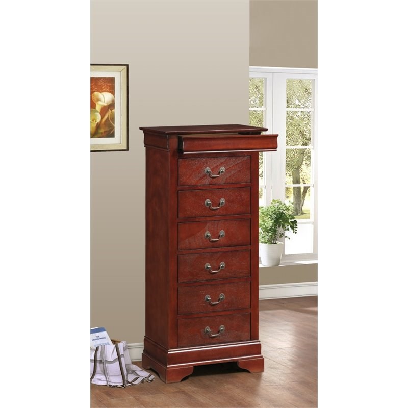 Glory Furniture Louis Phillipe Drawer Lingerie Chest In Cherry Homesquare