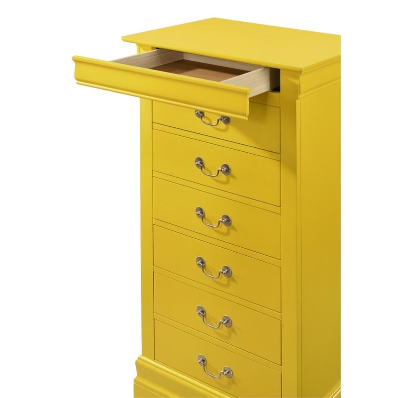 Glory Furniture Louis Phillipe 7 Drawer Lingerie Chest in Yellow