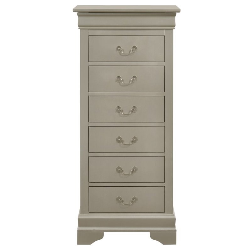 Glory Furniture Louis Phillipe 7 Drawer Lingerie Chest in Silver Champagne
