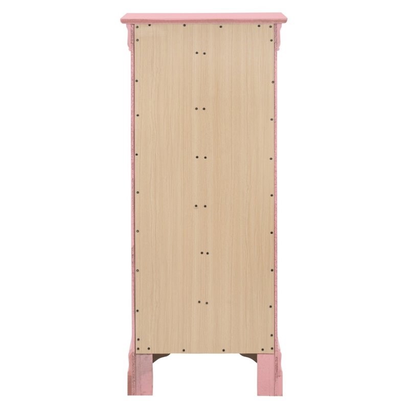 Glory Furniture Louis Phillipe 7 Drawer Lingerie Chest in Pink