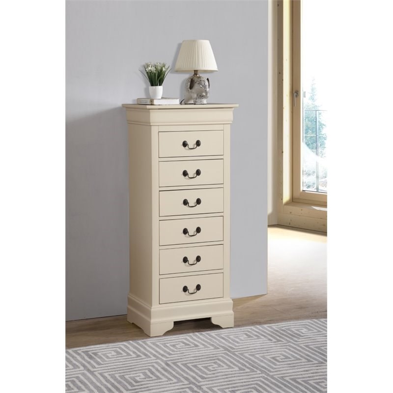 Glory Furniture Louis Phillipe 7 Drawer Lingerie Chest in Beige