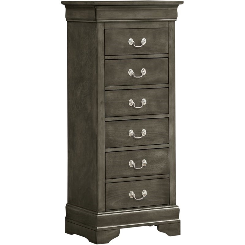 Glory Furniture Louis Phillipe 7 Drawer Lingerie Chest in Gray