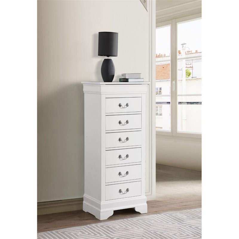 Glory Furniture Louis Phillipe 7 Drawer Lingerie Chest in White