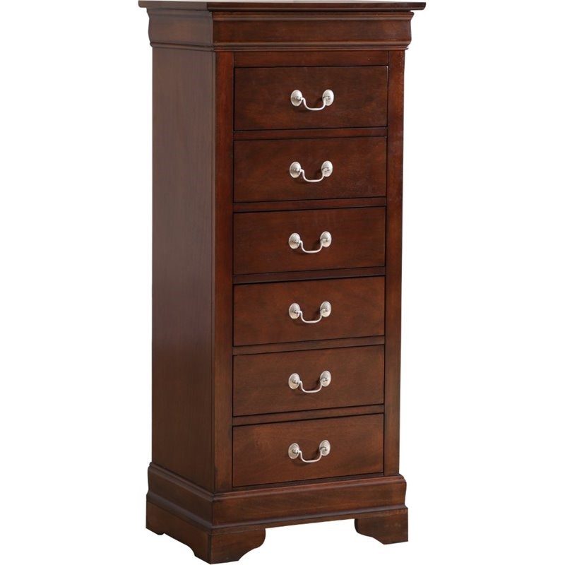 Glory Furniture Louis Phillipe 7 Drawer Lingerie Chest in Cappuccino