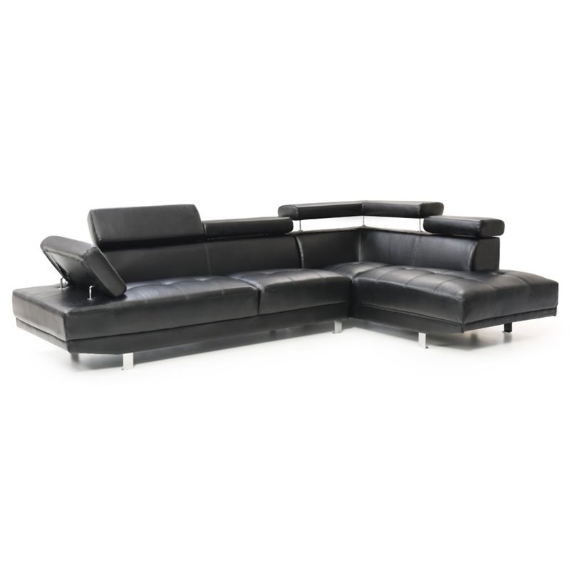 Glory Furniture Riveredge Faux Leather Sectional in Black