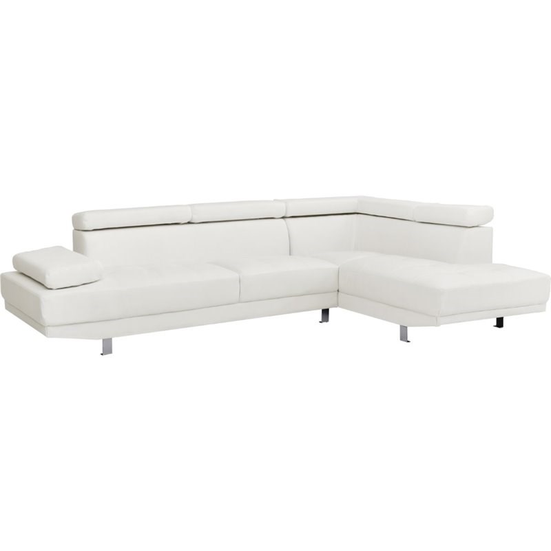 Glory Furniture Riveredge Faux Leather Sectional in White