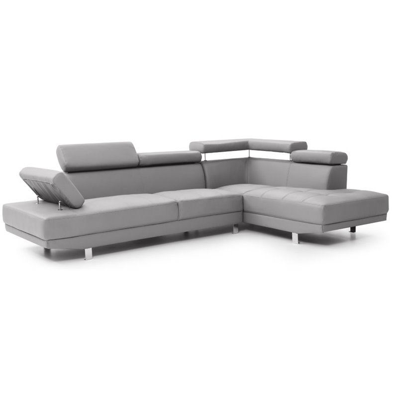 Glory Furniture Riveredge Faux Leather Sectional in Gray
