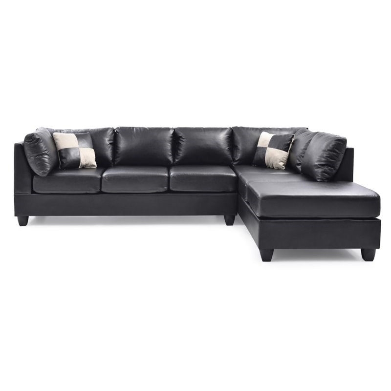 Glory Furniture Malone Faux Leather Sectional in Black