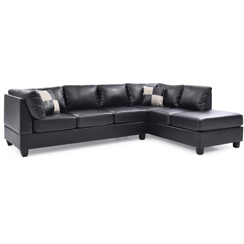 Glory Furniture Malone Faux Leather Sectional in Black