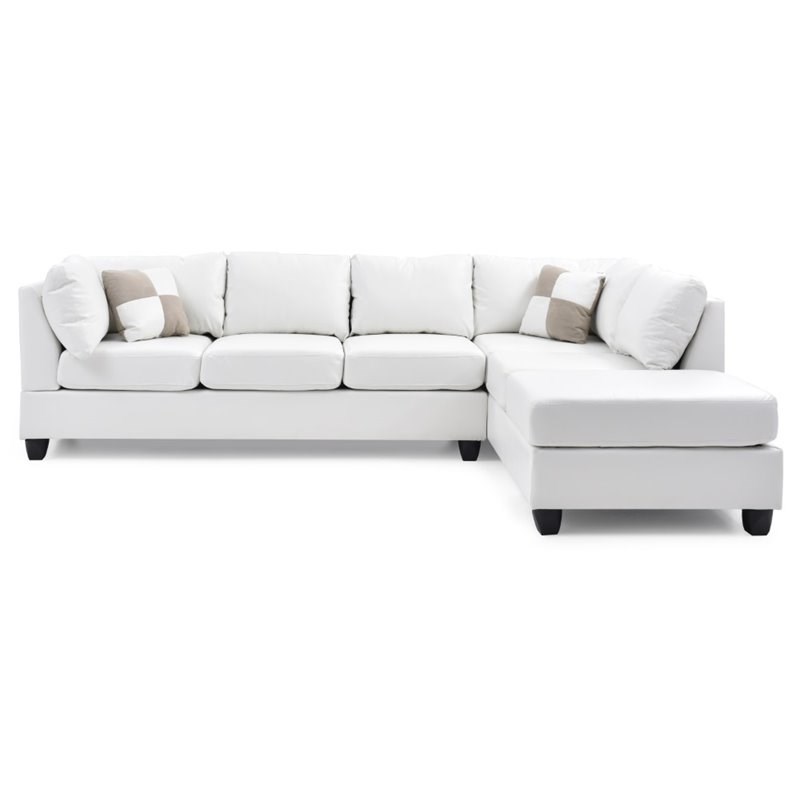 Glory Furniture Malone Faux Leather Sectional in White