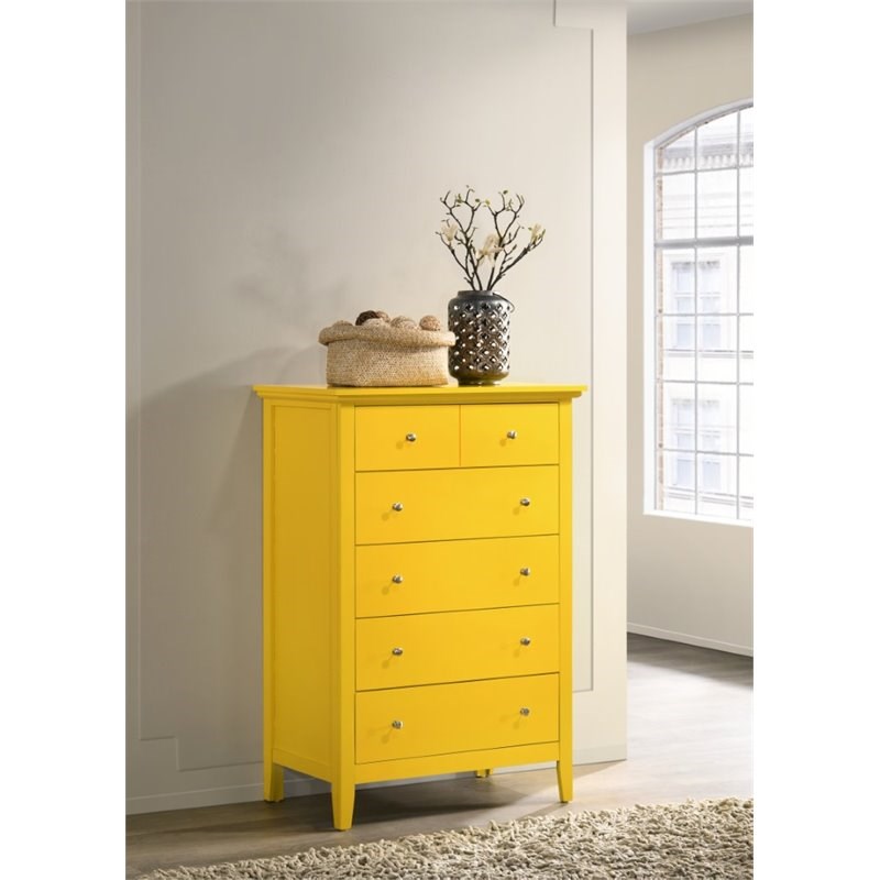 Glory Furniture Hammond 5 Drawer Chest in Yellow