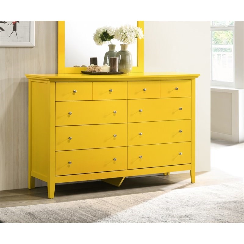 Glory Furniture Hammond 8 Drawer Dresser in Yellow